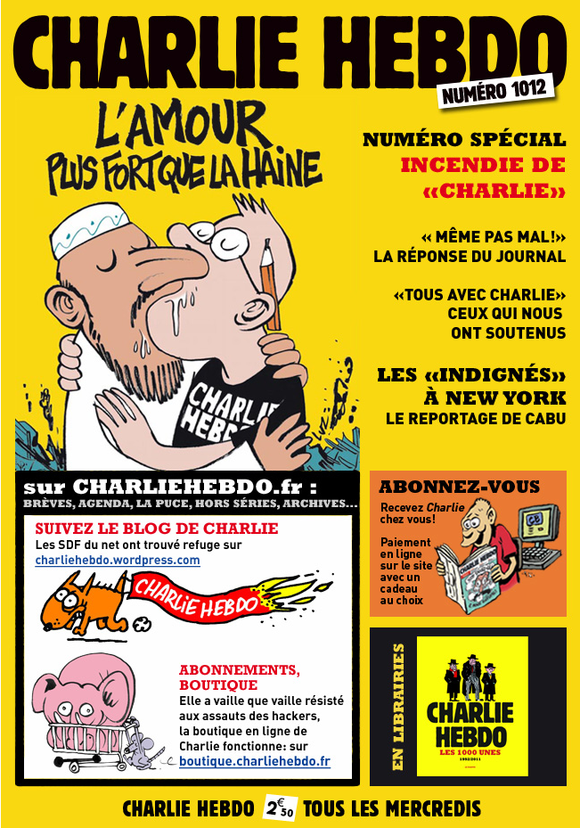 Couverture du numéro 1012 de Charlie Hebdo