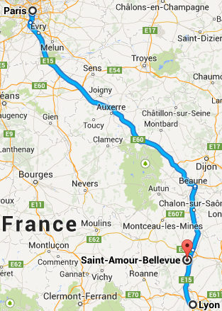 Saint-Amour sur la carte routière.